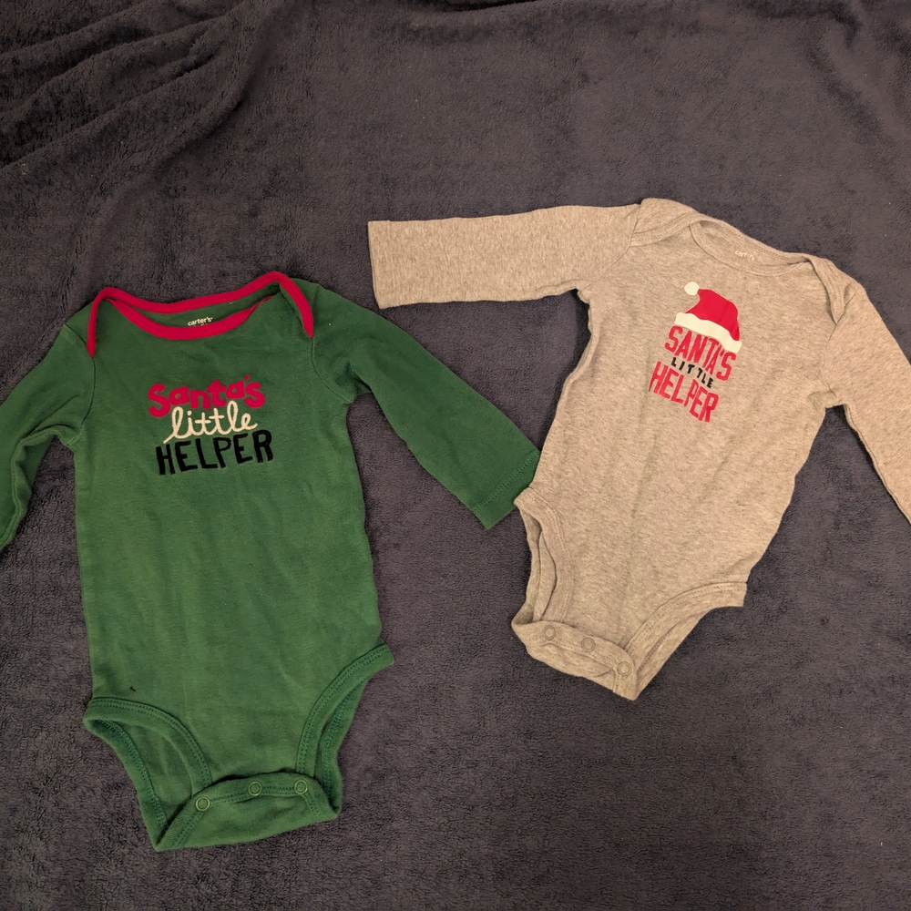 Carter's Festive Green and Gray Bodysuit Set